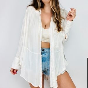 Free People striped textured oversized button down
